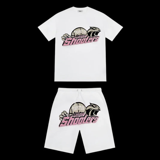 Trapstar Shooters Short Set White/Pink