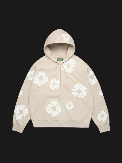 Denim Tears Cotton Wreath Zip Hoodie Cream