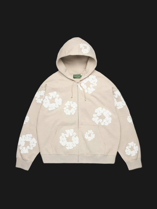 Denim Tears Cotton Wreath Zip Hoodie Cream