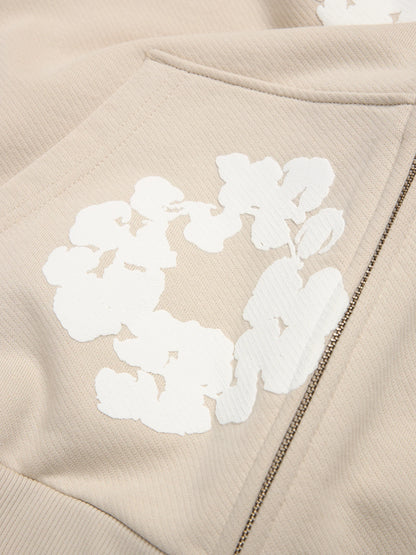 Denim Tears Cotton Wreath Zip Hoodie Cream
