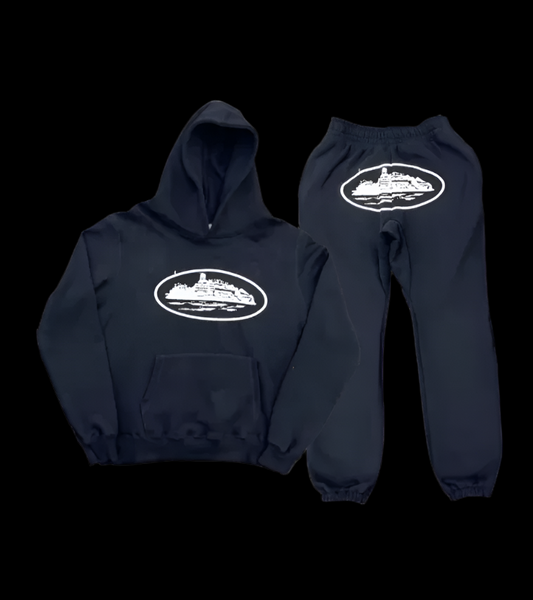 Corteiz Alcatraz Black Hoodie Set