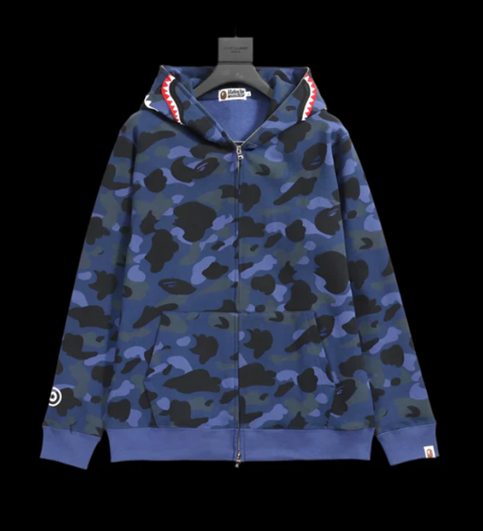 Bape Zip Up Hoodie Navy